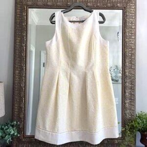 J Howard White & Yellow Eyelet Midi Dress Women's Size 18